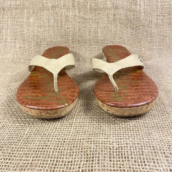 Sam Edelman sandals flip flop wedges beige size 9.5 - Picture 5 of 8